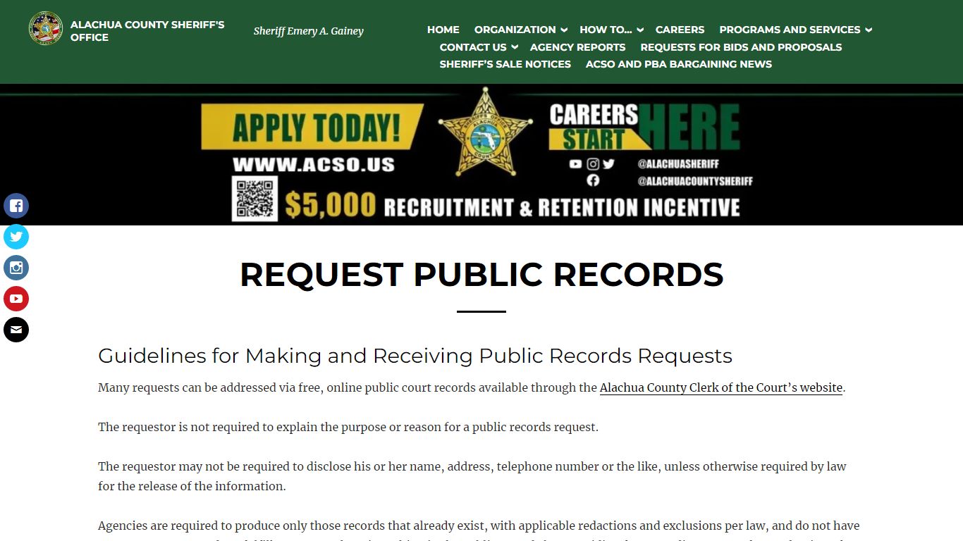 Request Public Records – ALACHUA COUNTY SHERIFF'S OFFICE