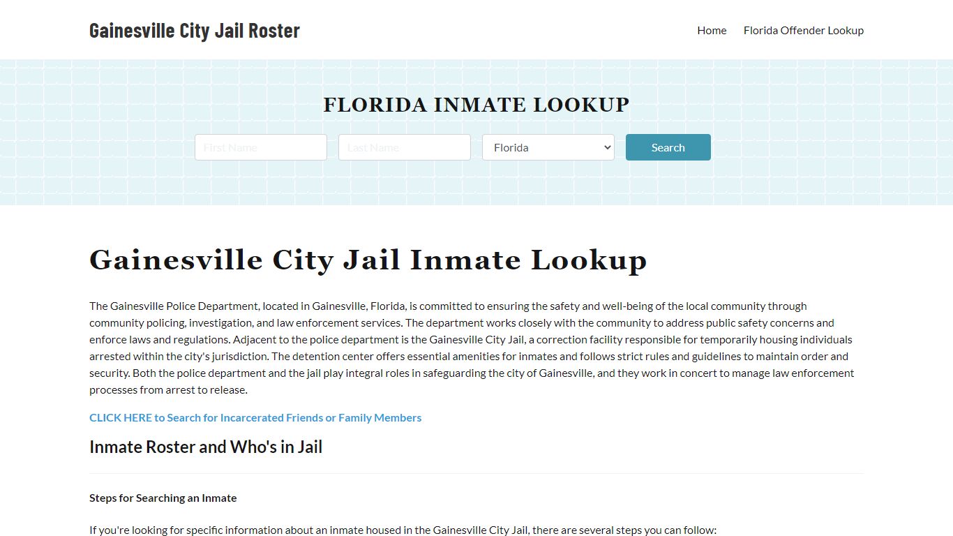 Gainesville Police Department & City Jail, FL Inmate Roster, Arrests ...